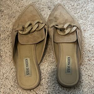 Steve Madden Beige Chain Detail Mules
